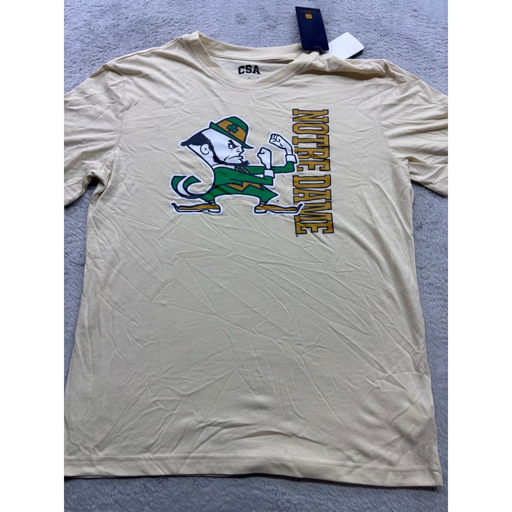 Notre Dame Fighting Irish Leprechaun Graphic T-Shirt Cream Mens Large NWT